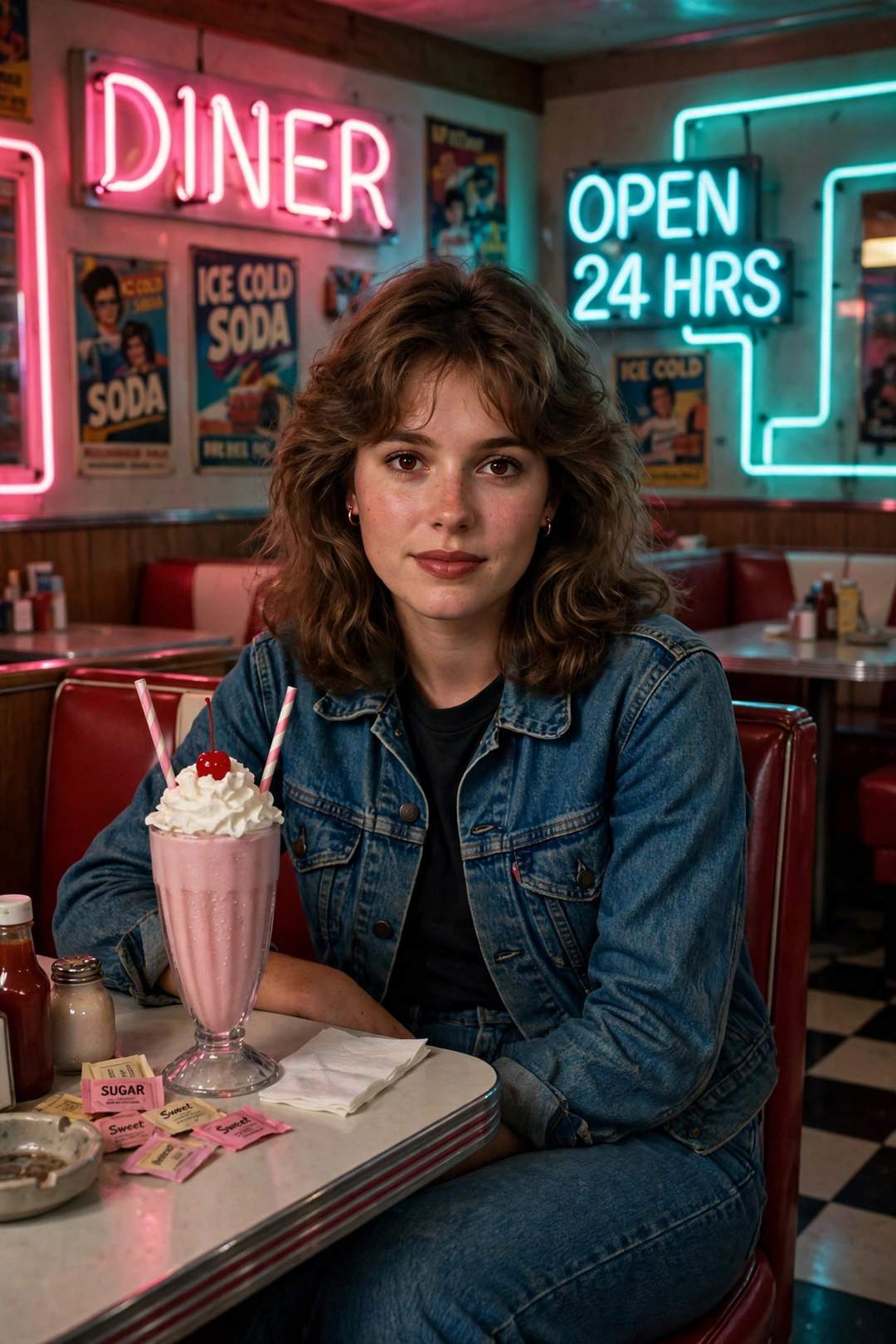 Retro Diner Neon Look — 1980s AI photo editing prompt result