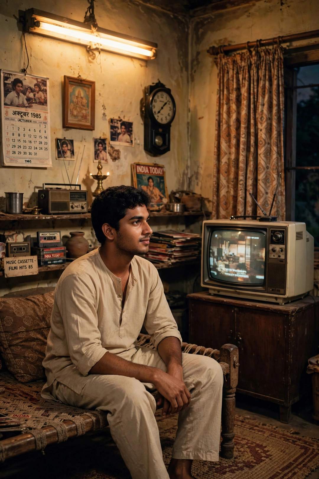 Old Doordarshan TV Room Look — 1980s AI photo editing prompt result