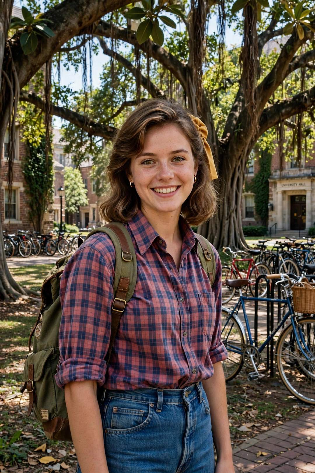 80s College Campus Look — 1980s AI photo editing prompt result