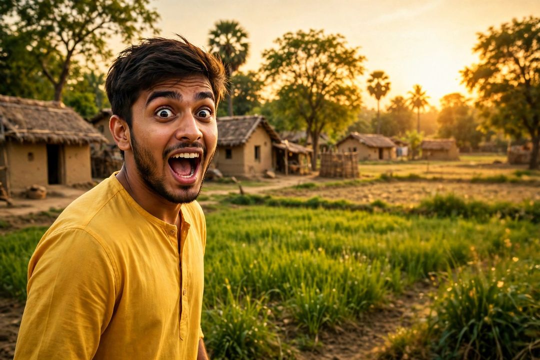 Village vlog thumbnail — AI prompt example