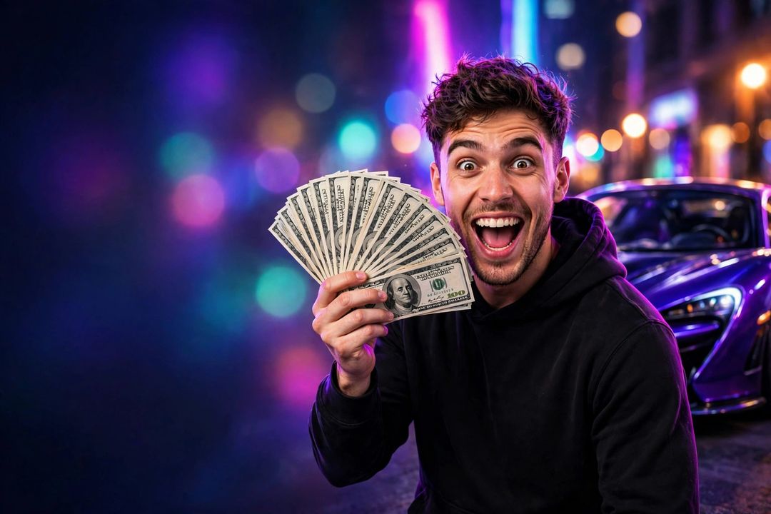 Money lifestyle thumbnail — AI prompt example