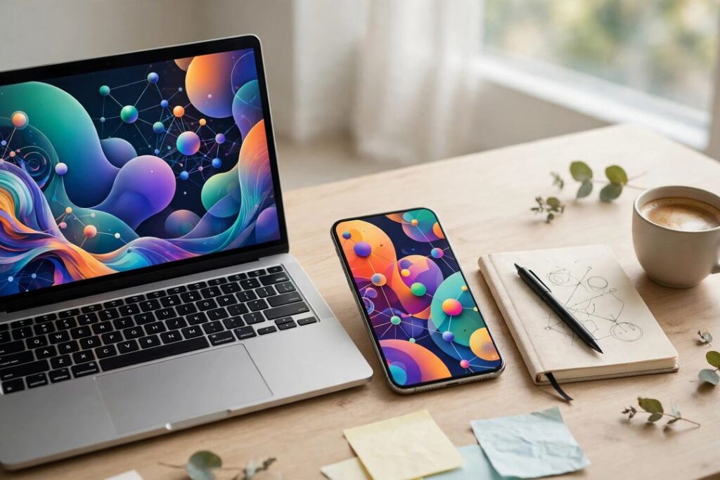 Free AI tools open on a laptop and smartphone