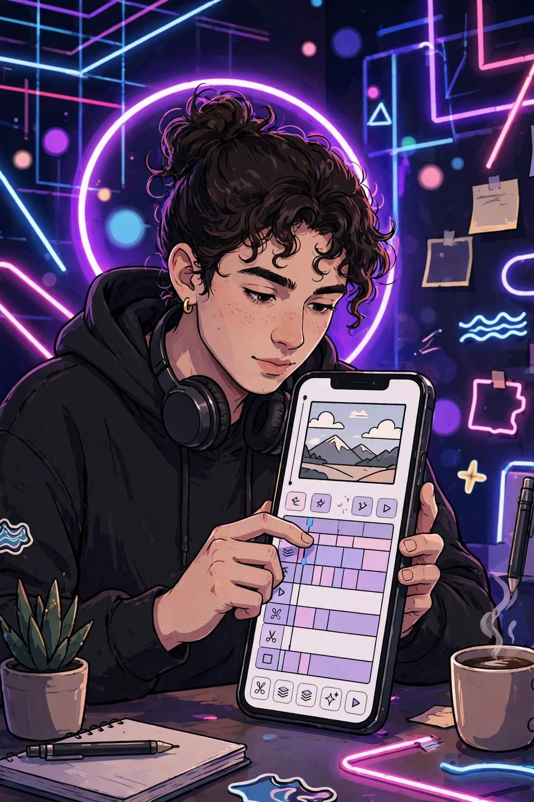 Editing a trending reel in CapCut on a phone (illustration)