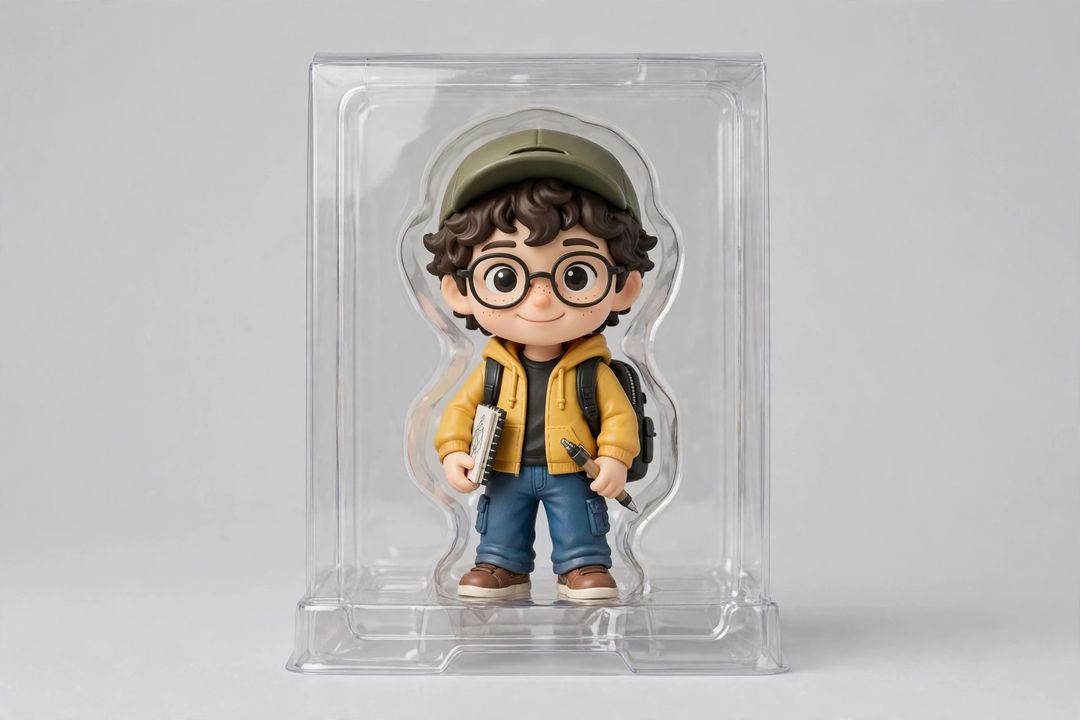 Collectible figurine style — creator figurine in a display box (illustration)