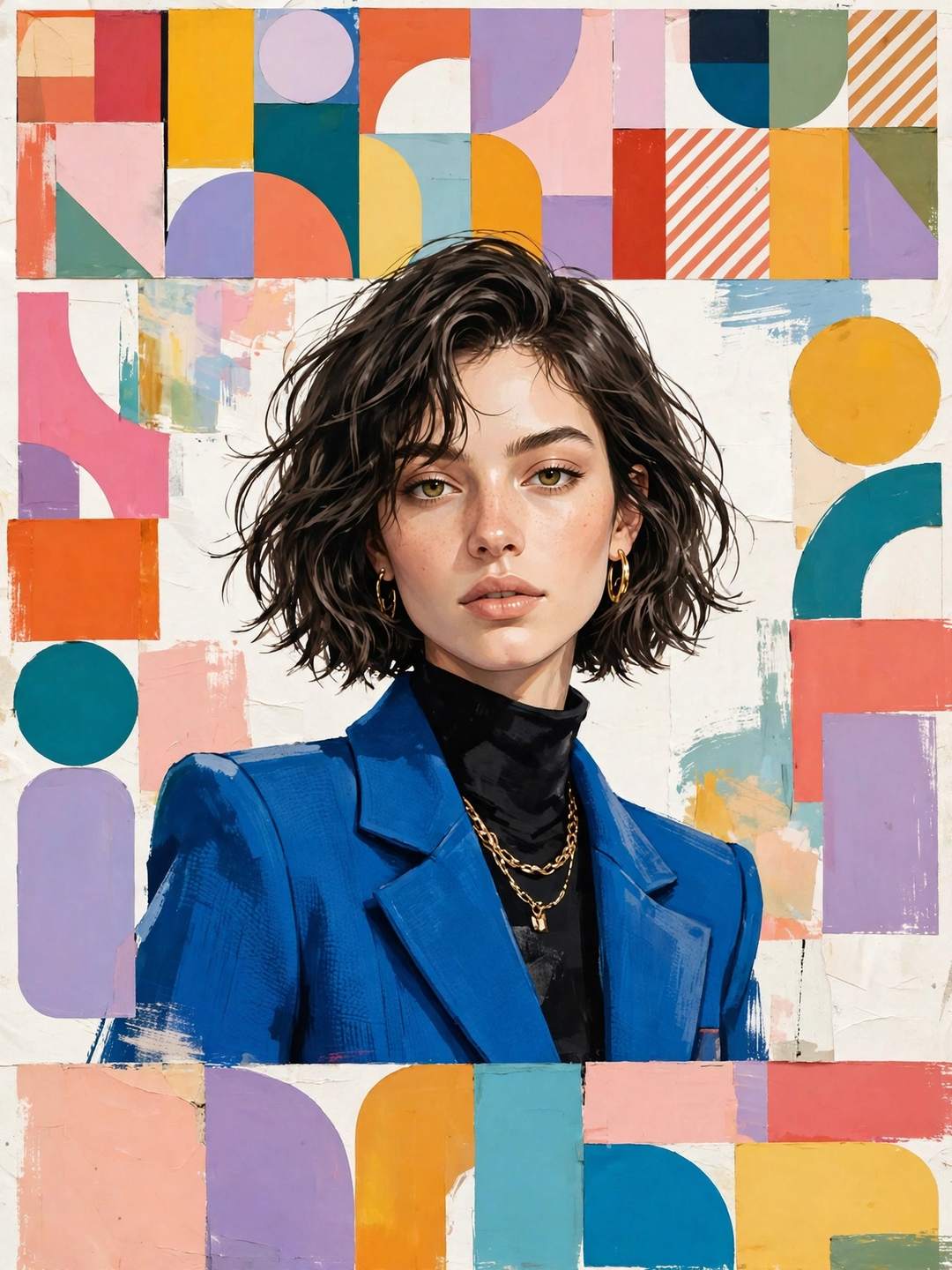 Fashion magazine cover style portrait — editorial composition (illustration)