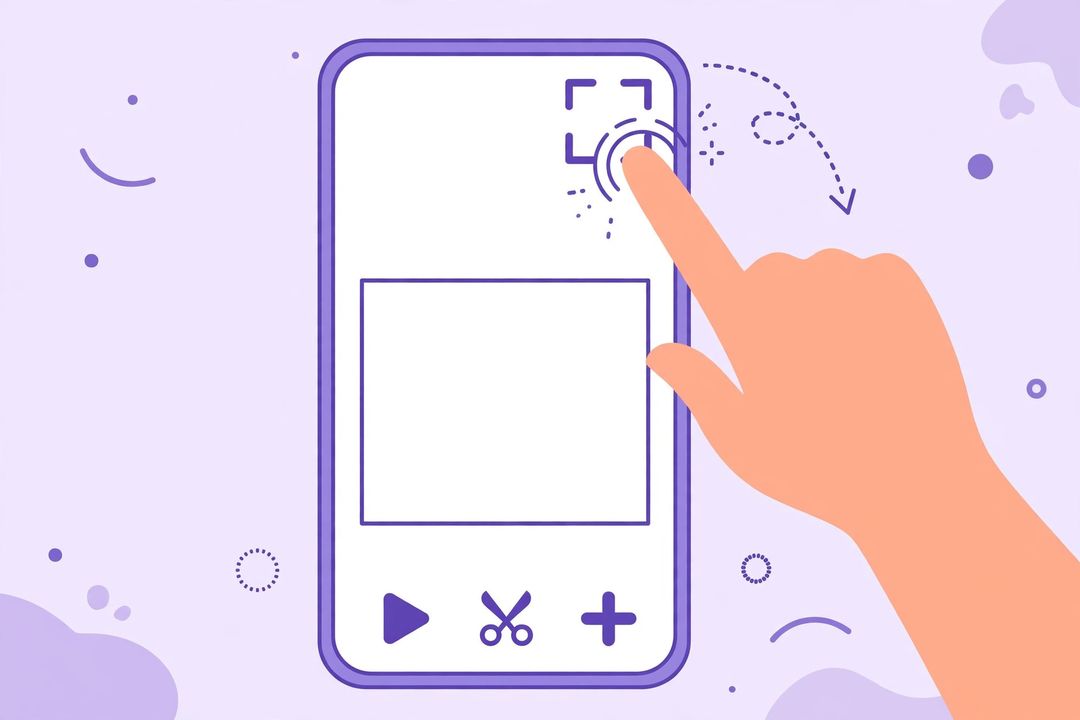 Tapping the scan icon in the VN Video Editor app (illustration)