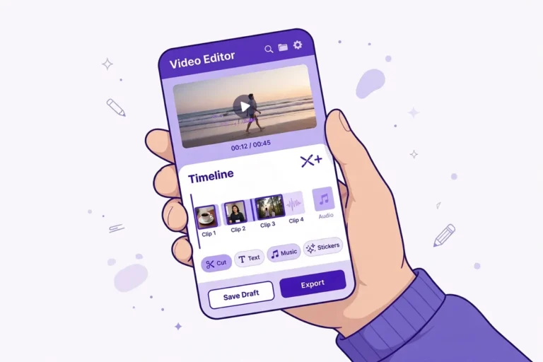 How to use VN template code — scanning a template in the VN Video Editor app (illustration)