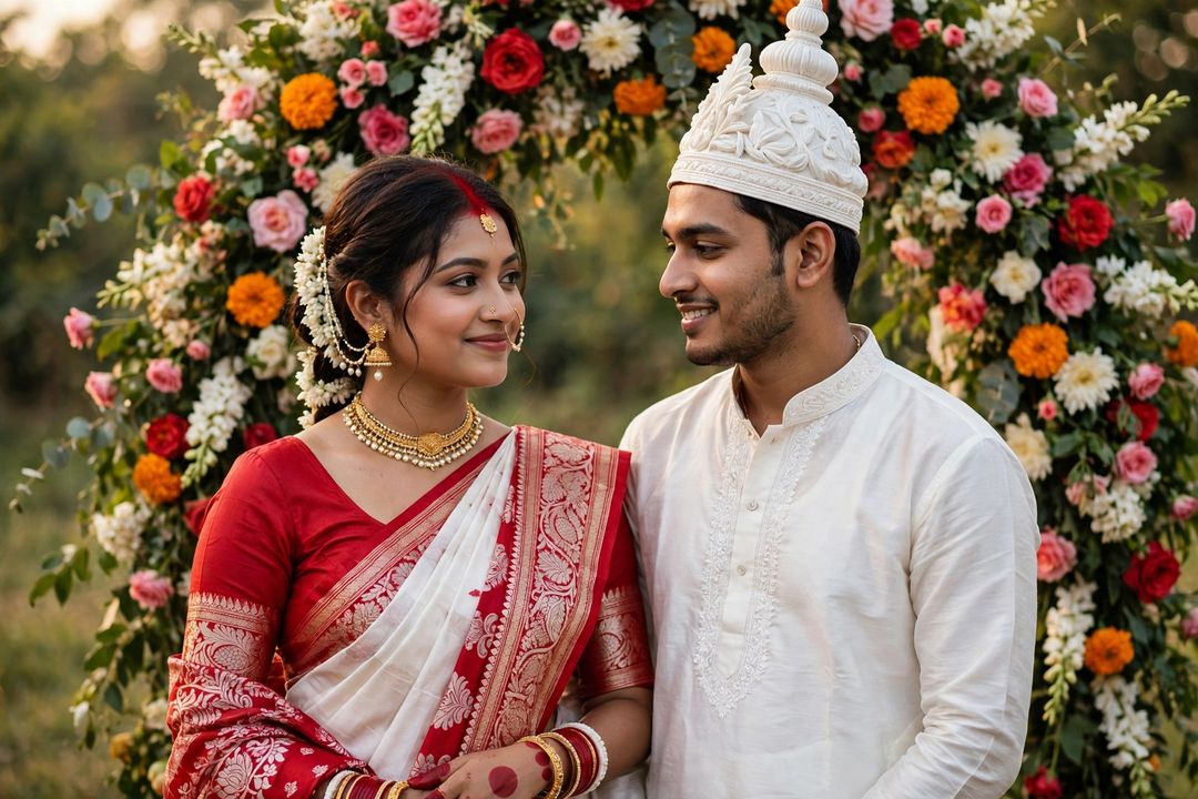 Bengali wedding couple traditional look ChatGPT photo edit