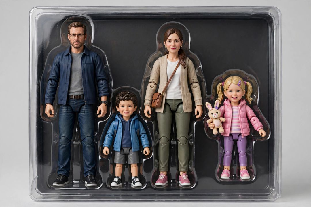 Family action figures toy box trend ChatGPT photo edit